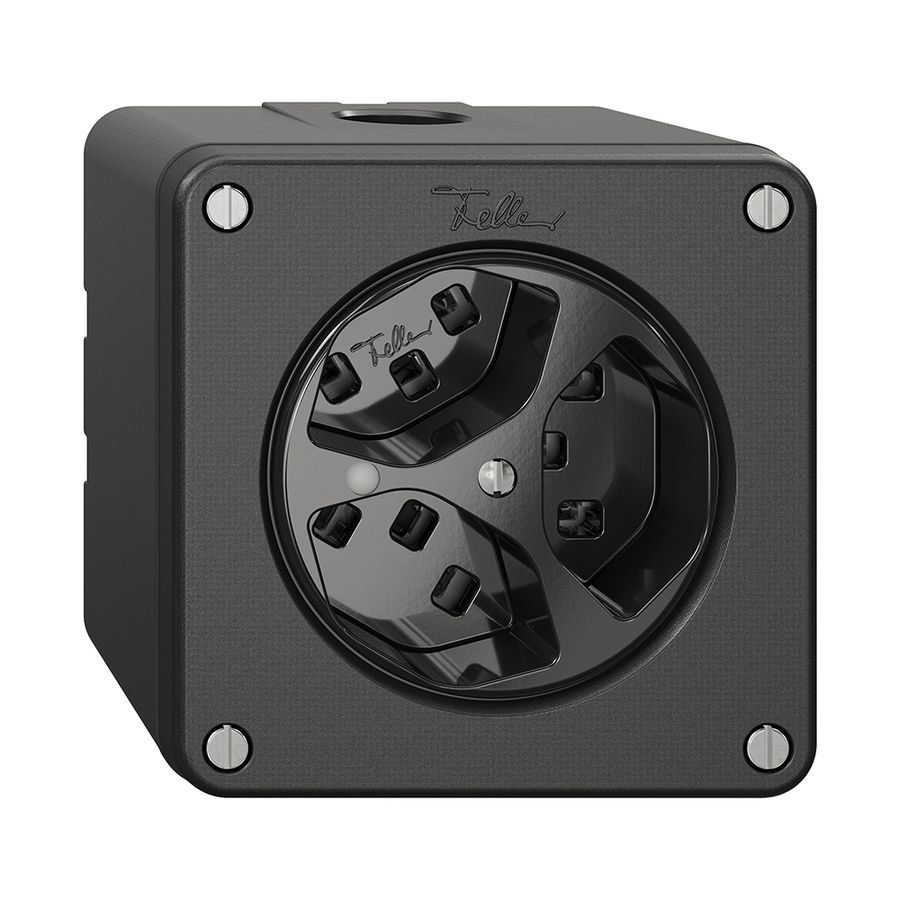 NAPU-Steckdose NEVO, 3×T23, m.LED, schwarz