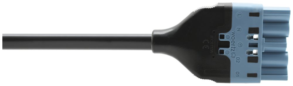 Anschlussleitung Woertz, DALI, Stecker 5L C2, 3m, halogenfrei, freies Ende, Cca