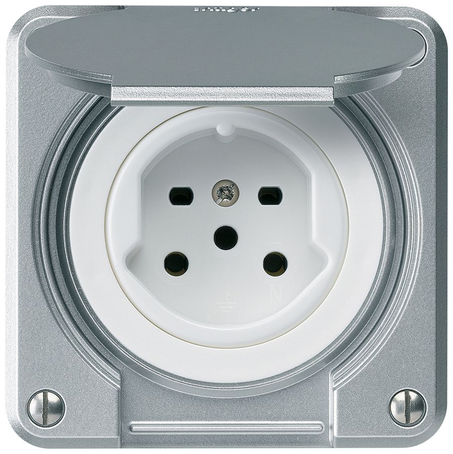 UP-Steckdose robusto Typ 15 aluminium für Kombination