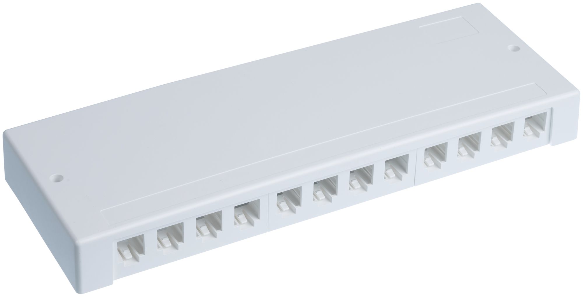 Boîtier compact R&M DA CU/FO 3×4×RJ45 cat.6A/LC-Duplex "spécial" blanc