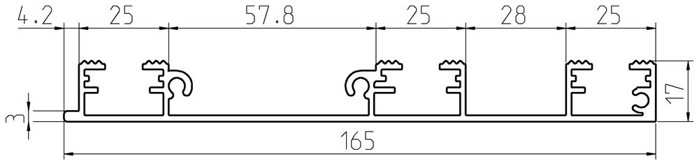 Profil à assembler Almatec SBG 165, 3m