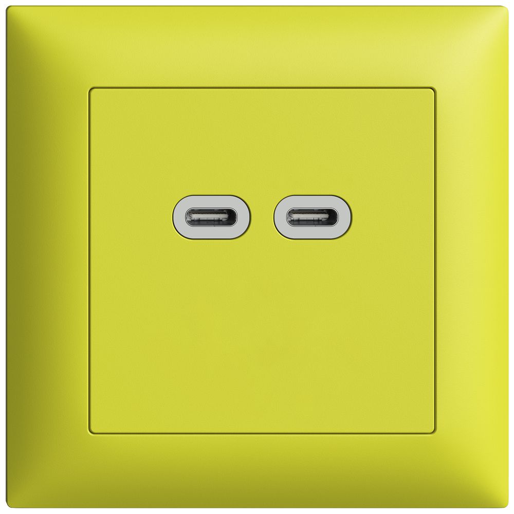 Prise ENC USB 18W 2×type C Feller EDIZIOdue FMI 230V 3600mA lemon