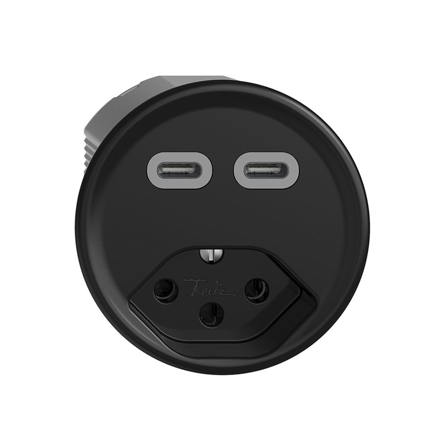 Prise USB 2×type C + type 13 Feller STANDARDdue Q 230V 3000mA noir