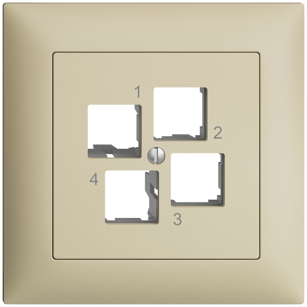 Kit de montage ENC Edue FMI EASYNET S-One, pour 4×RJ45, sortie droite, vanille