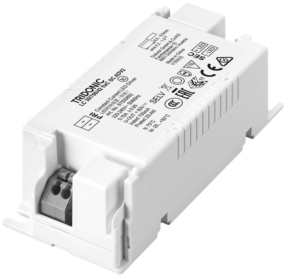Convertisseur LED Tridonic LC fixC 700mA, 30W, 97×43×30mm