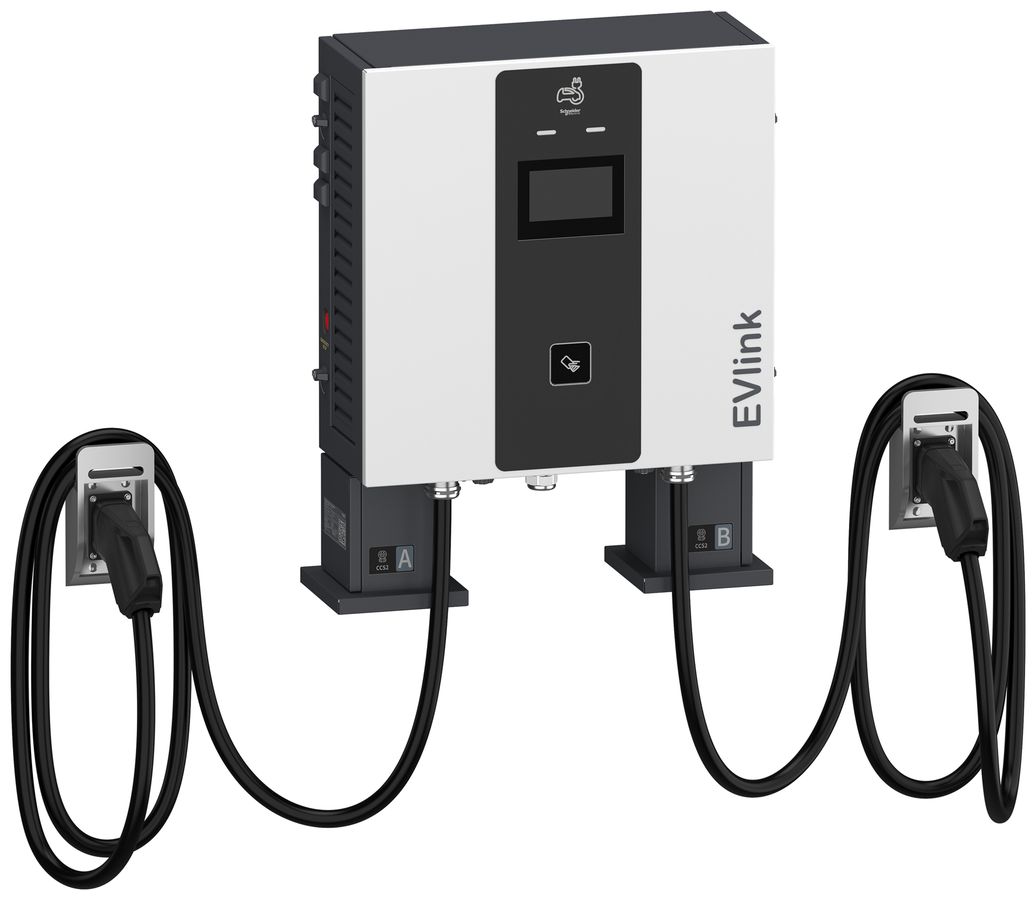 Ladestation EVlink Pro 2×CCS2 5m o.Kabelmanagement 4G ISO15118 IK10 IP55