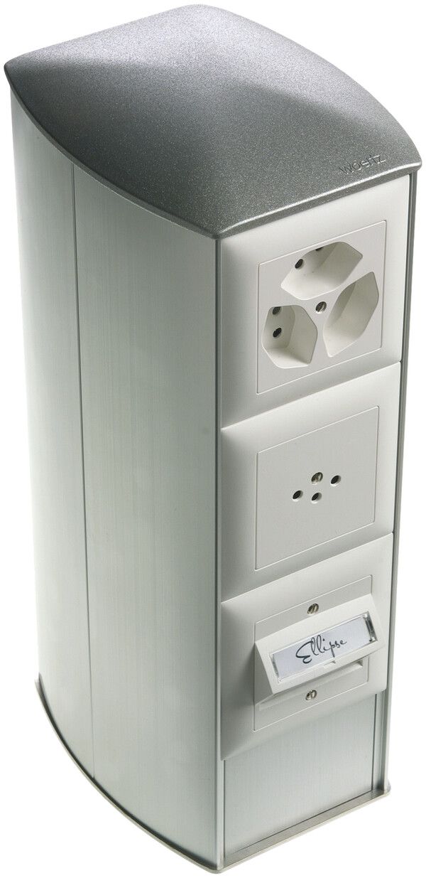 Potelet de raccordement Ellipse h=325 anod. avec 2 boîtes NIS devant