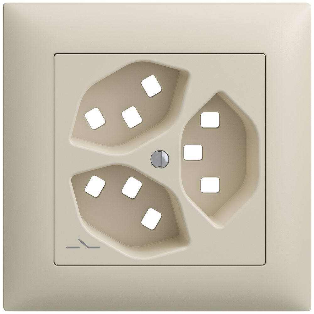 Kit montaggio INC Feller EDIZIOdue, per presa 3×T23 1×separato, crema