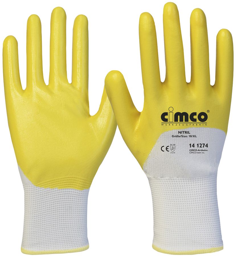 Arbeitshandschuhe CIMCO Nitril Grösse 11/XXL gelb/weiss