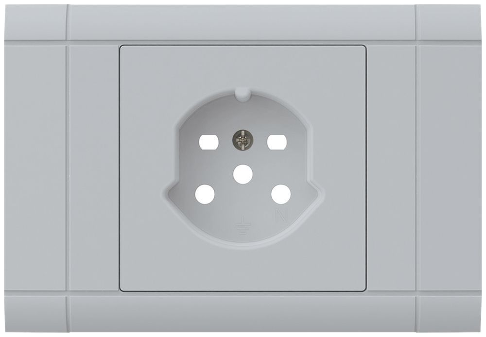 EB-Frontset kallysto für Einbausteckdose 1×T15 Abdeckrahmen steckbar hellgrau