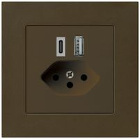 UP-USB-Ladesteckdose kallysto.pro 18W PD 1×Typ A 1×Typ C T13 braun