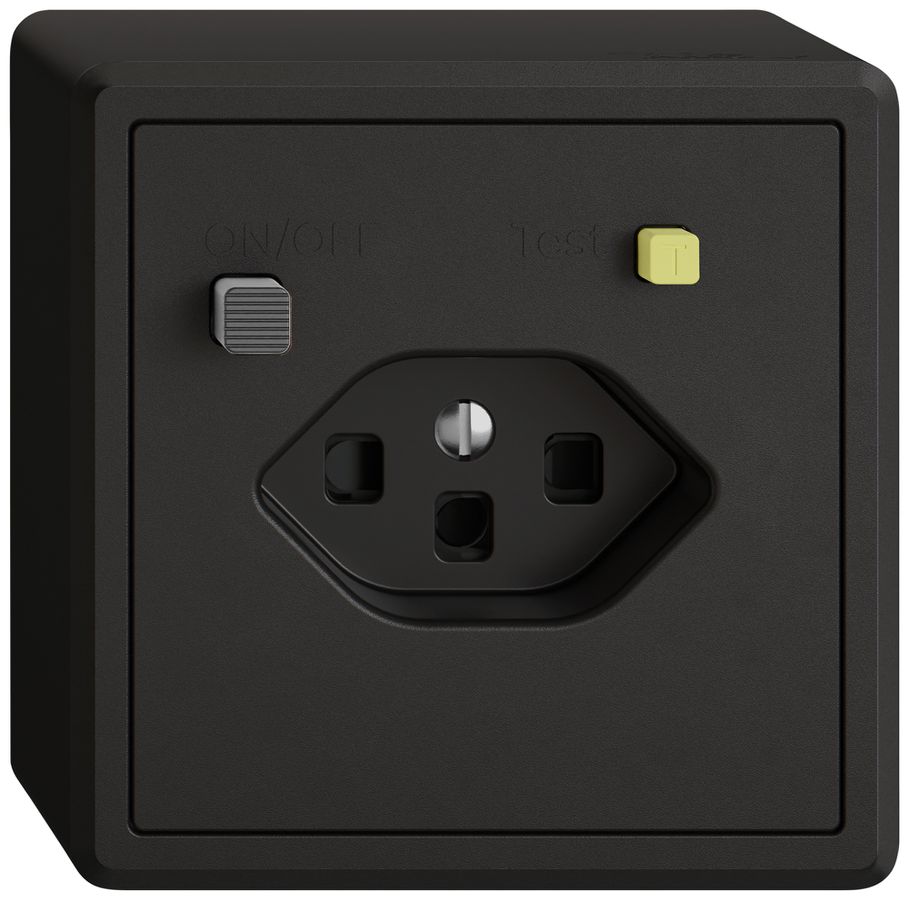 AP-Steckdose FI EDIZIO.liv 1×T23 mit Shutter sz