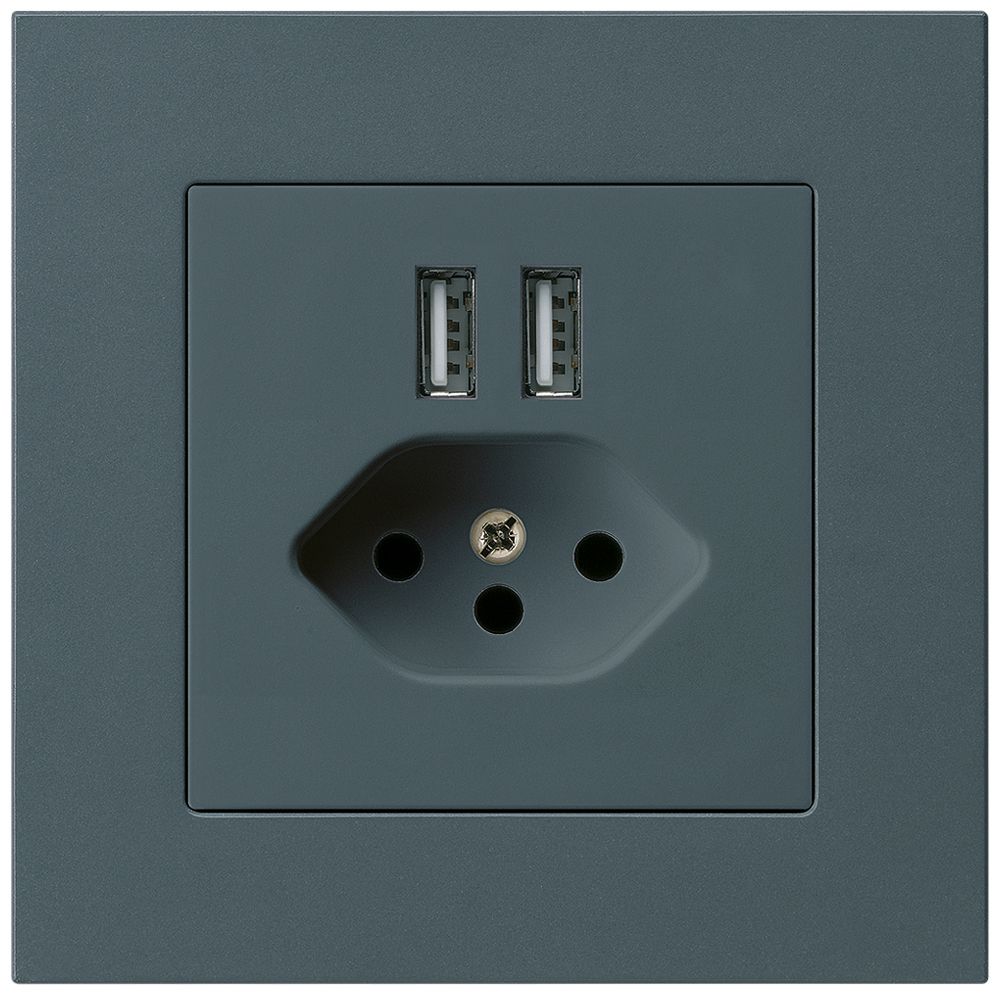 UP-Steckdose 2×USB & T13 kallysto.pro 2400mA anthrazit