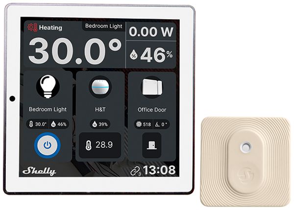 UP-Touchpanel Shelly Wall Display Bt/Wi-Fi Aluminium 85×30mm weiss