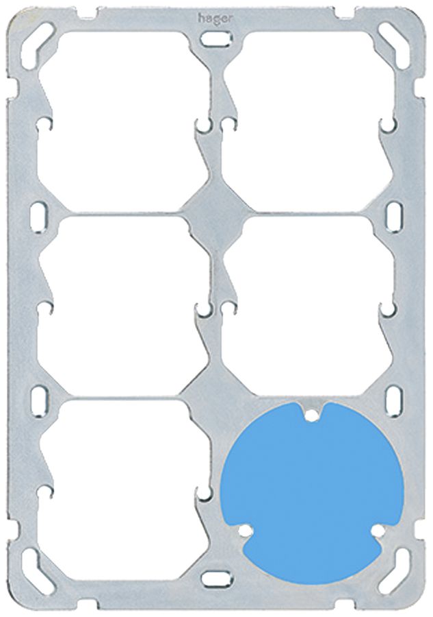 Plaque de fixation Hager grd.3×2 5×52 + 1×3P 137×197 mm alu