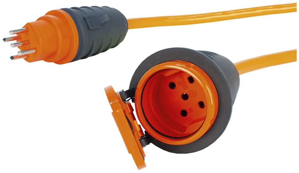 Câble de rallonge Steffen EPR-PUR 5×1.5mm² 20m T15/T15 pour l'industrie orange