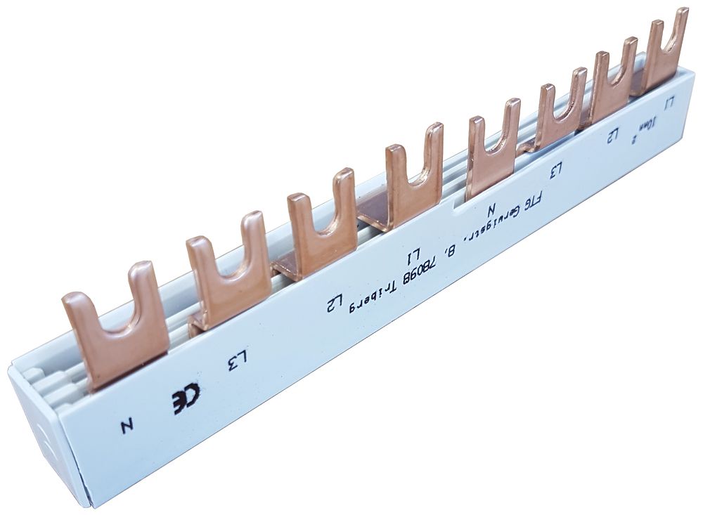 Kammschiene Meterware SKS0383, oben, E-Typ, 4L, 8 TE, 10mm², 63A, 140mm