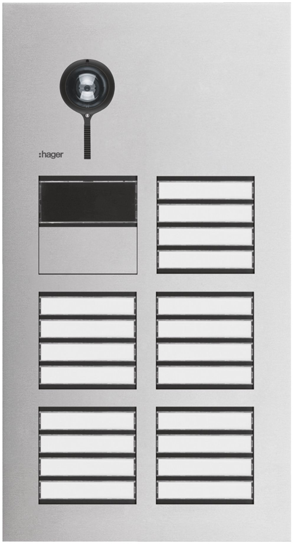 Aussenstation Video Hager elcom.one 2-Draht mit LED für 20Wohnungen Edelstahl