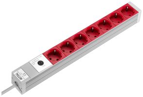 Steckdosenleiste Rittal DK 7240.260 19" 1HE 230VAC/16A 7×SCHUKO Sicherung rot