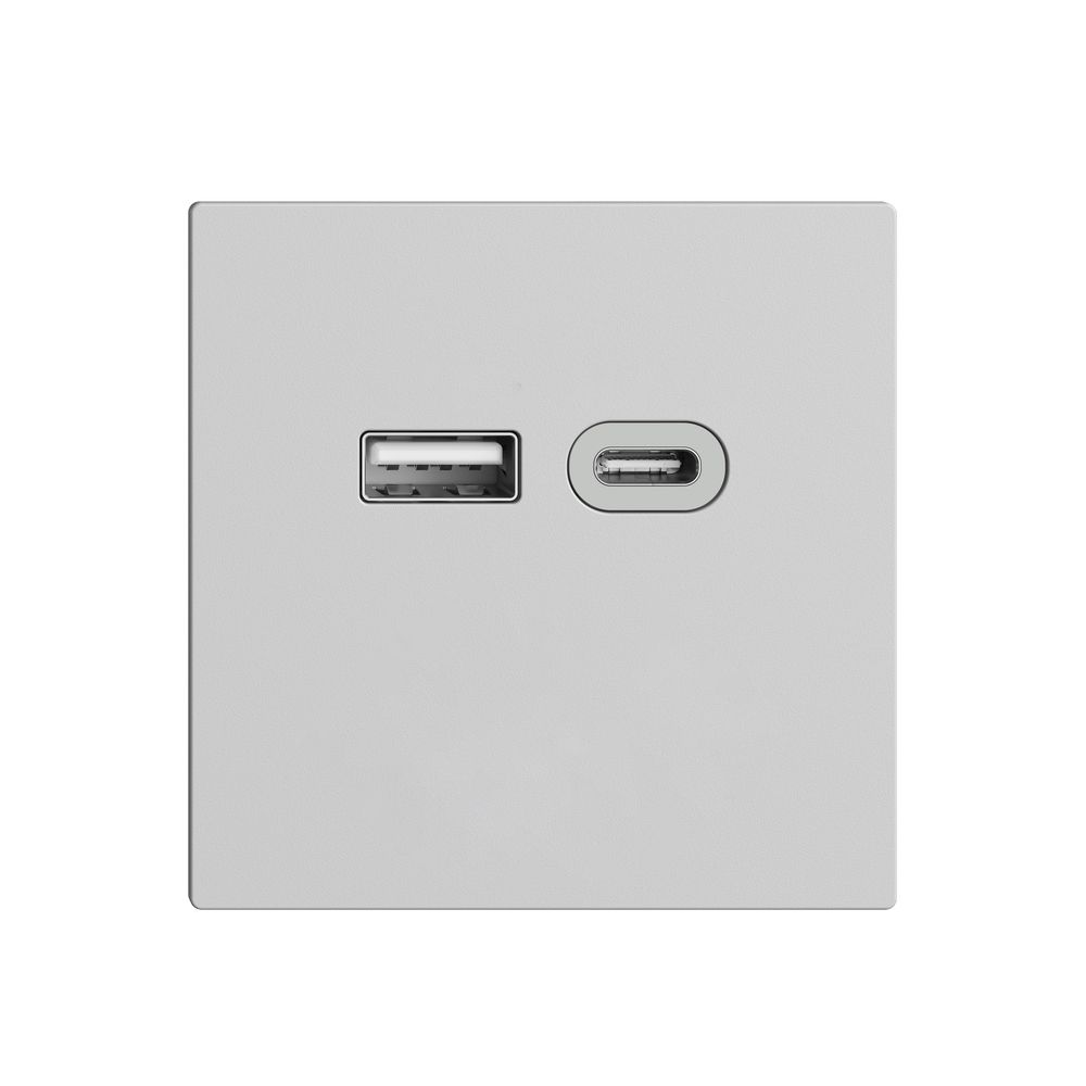 Steckdose USB 18W Typ A + Typ C Feller EDIZIOdue F 230V 3600mA hellgrau