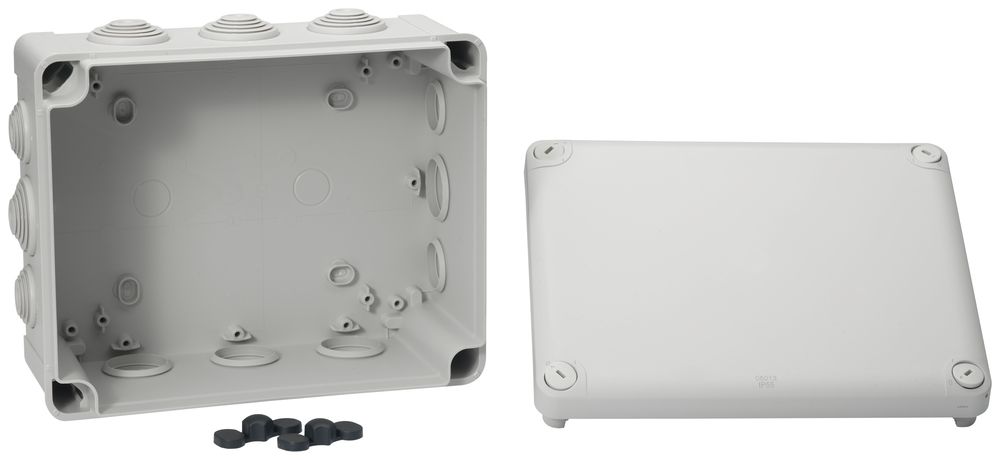 Boîte de dérivation AP Mureva 225×175×100mm vide gris IP55