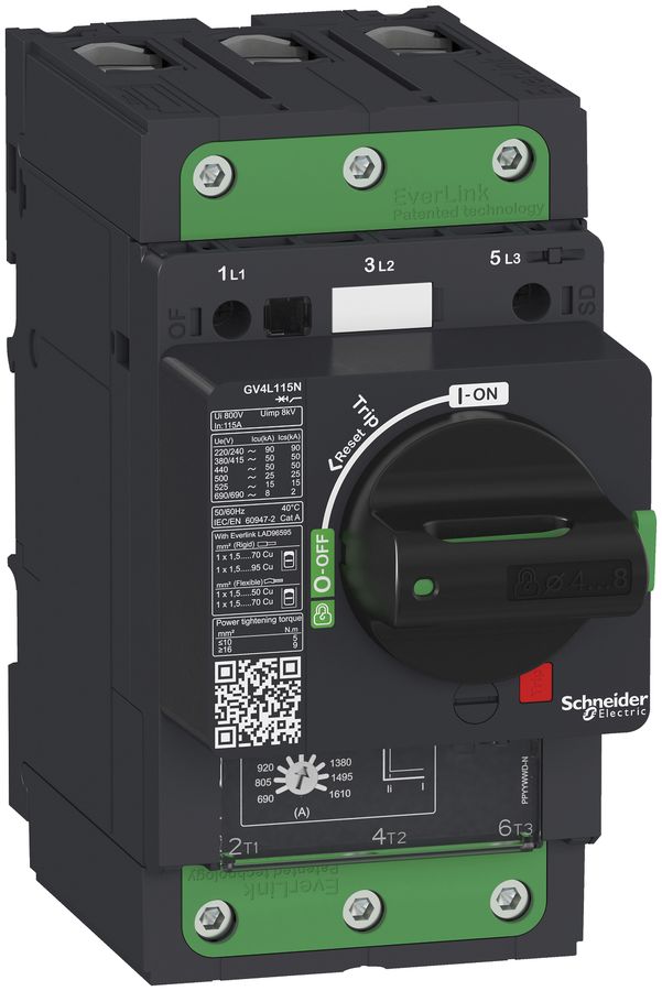 Salvamotore Tesys GV4L50B, 50A, magnetica, 25KA