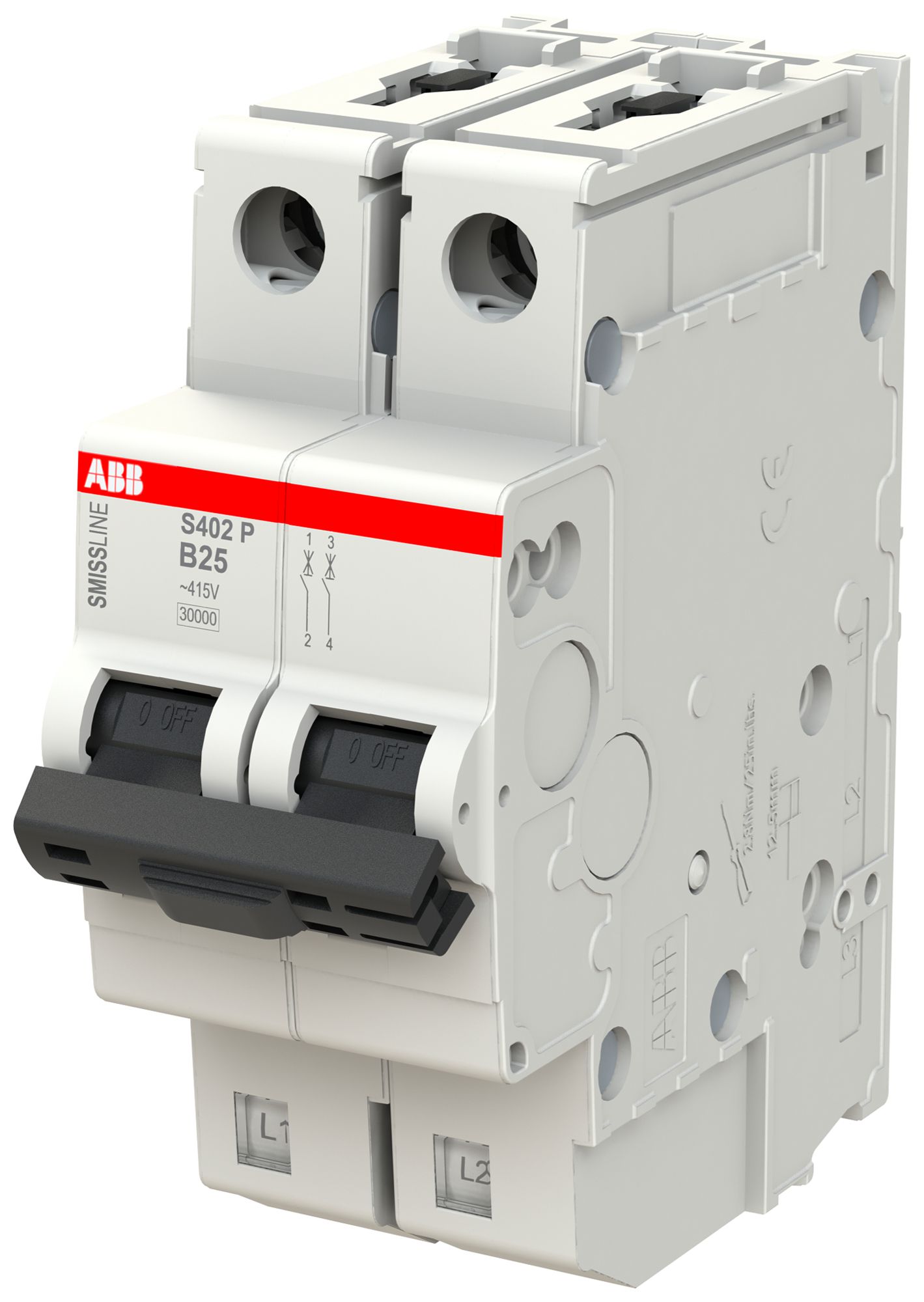 Leitungsschutzschalter SMISSLINE TP, 2L, B, 25A, 30kA