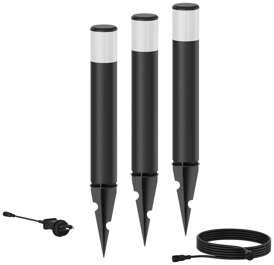 Lampada con picchetto LED Philips Purex 1.5W 180lm 827 IP44 Ø64 nero 3 pz