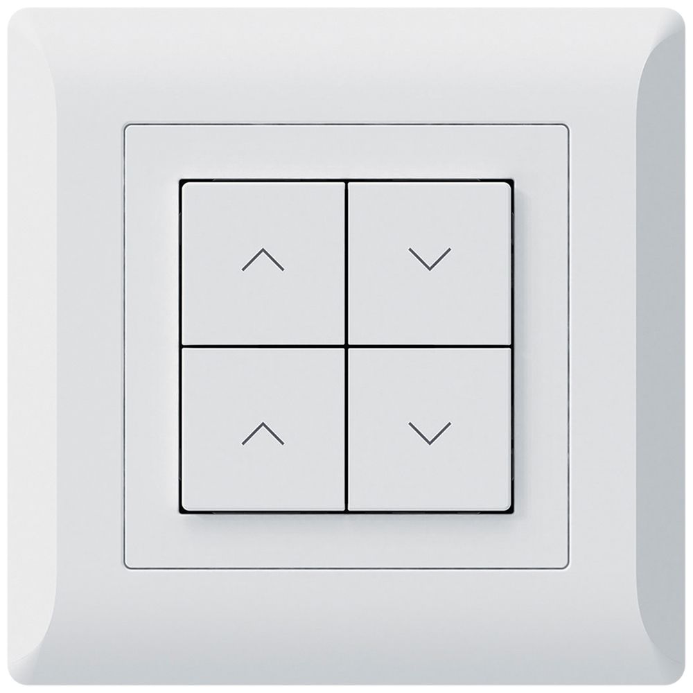 Poussoir pour stores KNX ENC Hager BA kallysto.line C quadruple 92×92mm blanc