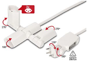 Fiche multiple type 13 MAX HAURI Clip-Clap 3×T13 180/130° blanc