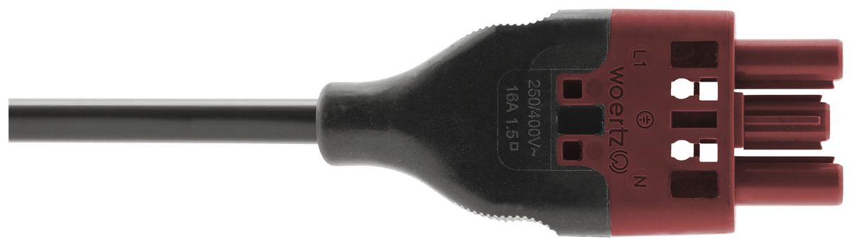 Anschlussleitung Woertz 49343/C4 3×1.5mm² 250V 16A 6m rt Buchse-frei Cca
