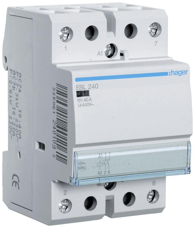 REG-Schütz Hager 12VAC 2 Schliesser 0 Öffner 40A 3TE