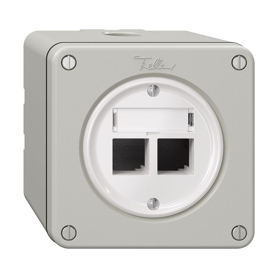 Kit di montaggio NAPU Feller S-One EASYNET, p.2×RJ45, altezza di mont.64 mm, grc