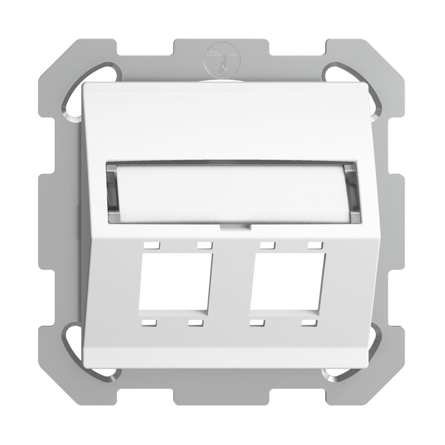 Kit montage ENC EDIZIOdue FM sortie oblique 2×R&M cat.5e/6/LC spécial, blanc