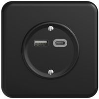 Prise ENC USB 18W type A + type C Feller STANDARDdue QMI 230V 3600mA noir