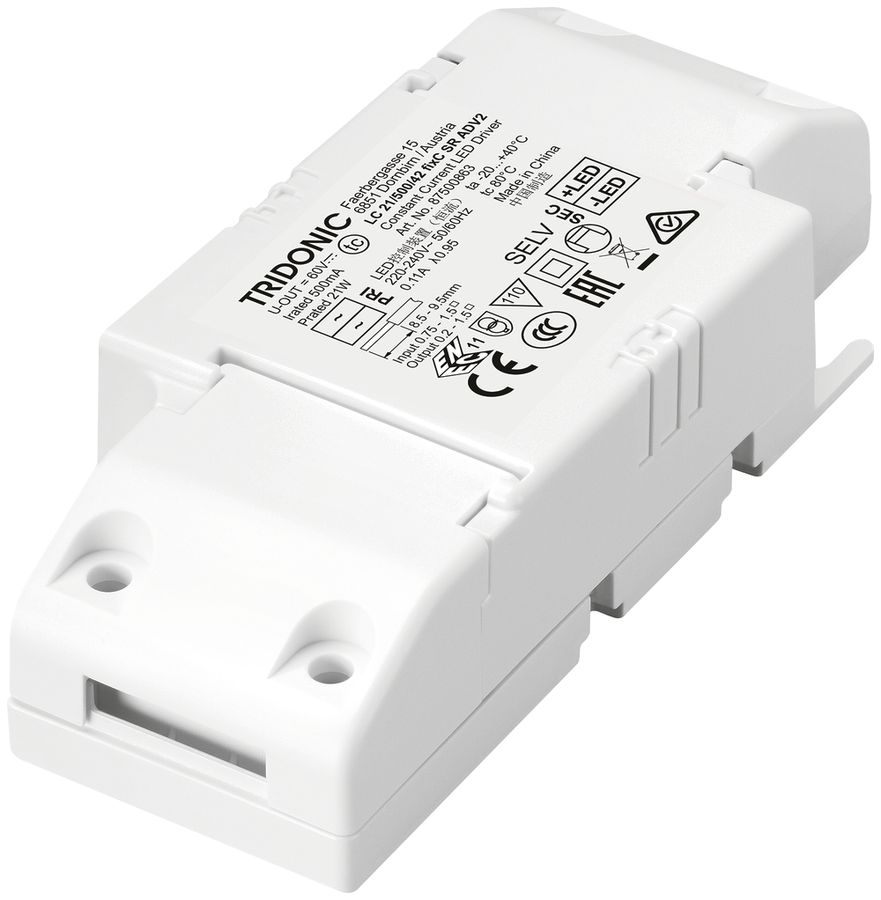 Convertitore LED Tridonic LC fixC SR ADV2 500mA, 21W, 100×42.8×22.5mm