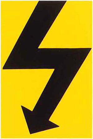 Warnschild Kunststoff 25×38mm Pfeil selbstklebend gelb/schwarz