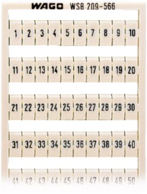 Bezeichnungskarte WAGO 2×1…50 weiss