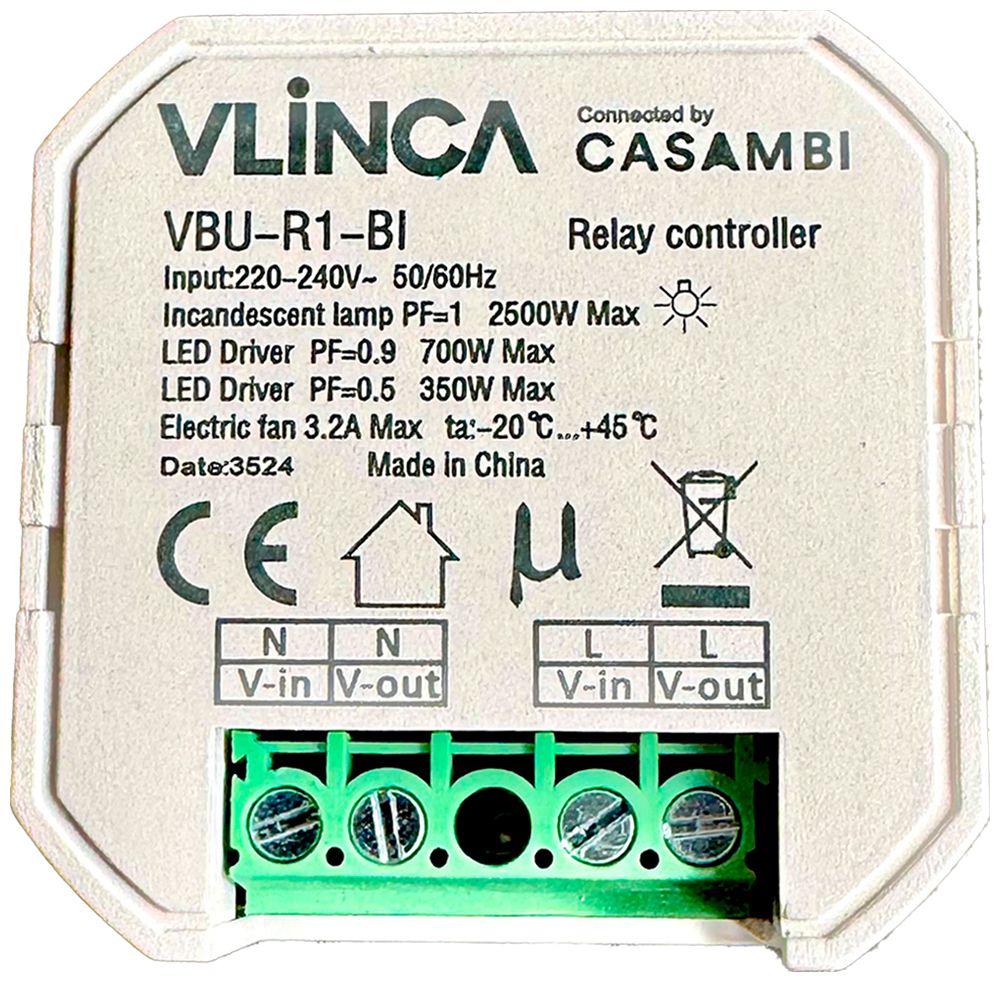 Actionneur-commutateur Elektrogros CASAMBI 1 sortie 220…240V 46×46×22mm