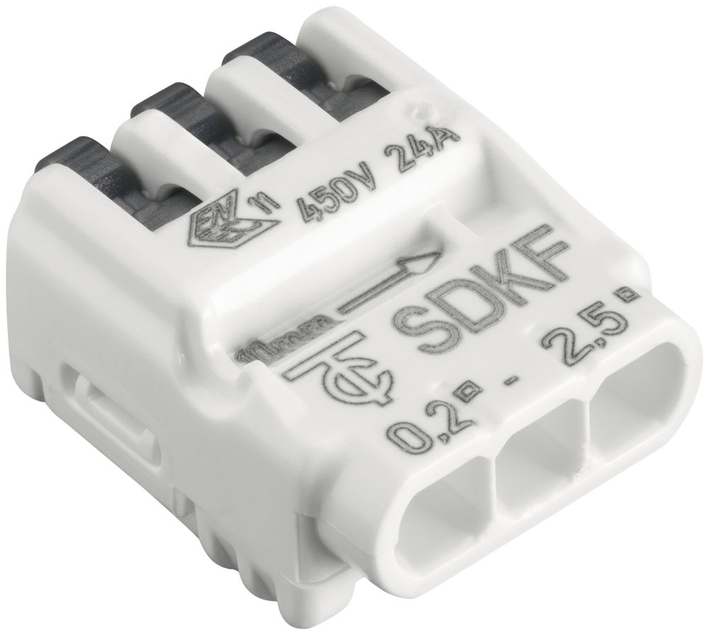 Borne de connexion Electro Terminal SDKF 3P 0.2…2.5mm² leviers de commande blanc