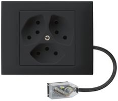 Presa INS kallysto 3×T13 L2 nero, per cavo piatto Technofil