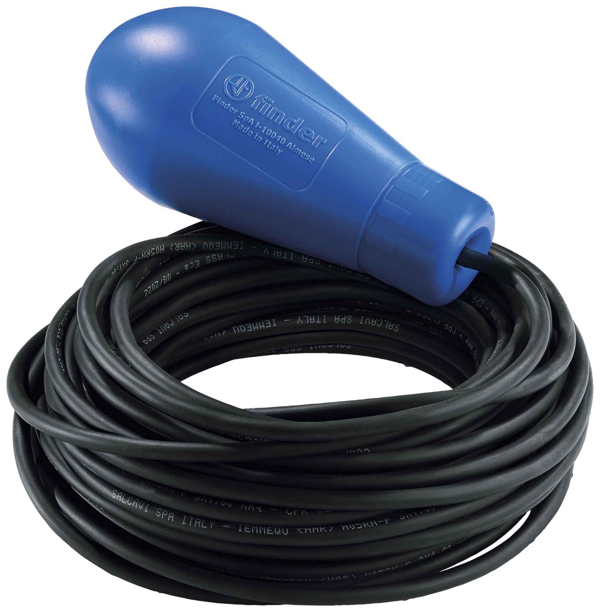 Interrupteur à flotteur Finder 72.B1, 1W 10A/250VAC, bleu, câble H05 RN-F 5m