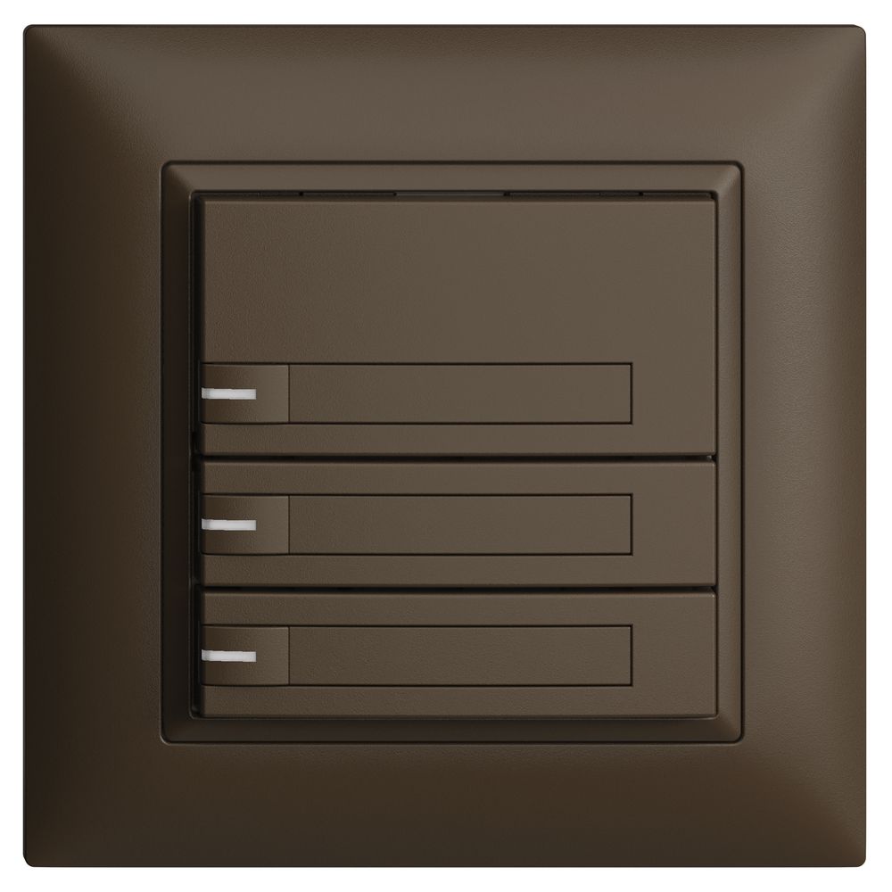 UP-KNX-Taster RGB EDUE FMI, 250mW, m.RGB-LED, m.Papier, 3×Taste, 1×Tastenb., cof