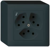 Presa AP kallysto 3×T13/1 nero con protezione bambini