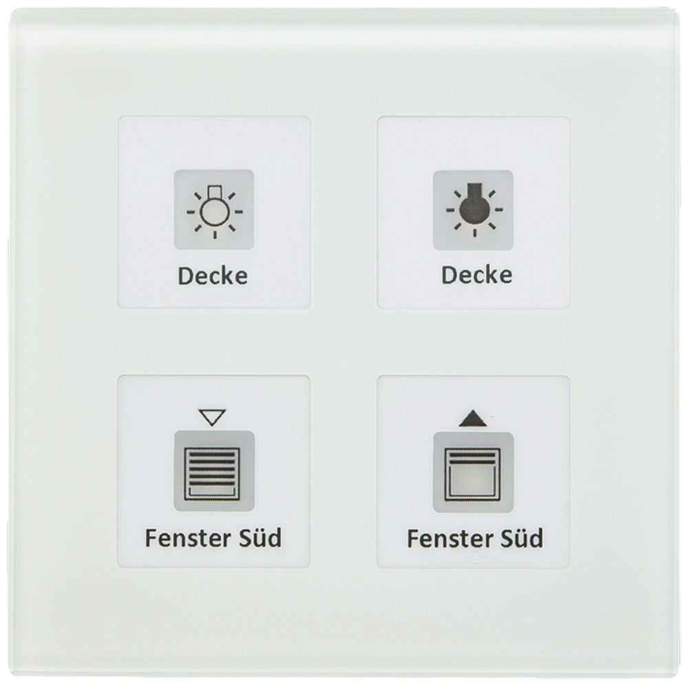 UP-Taster KNX MDT BE-GTT4W.01 4T/4B LED Temp.Glas weiss