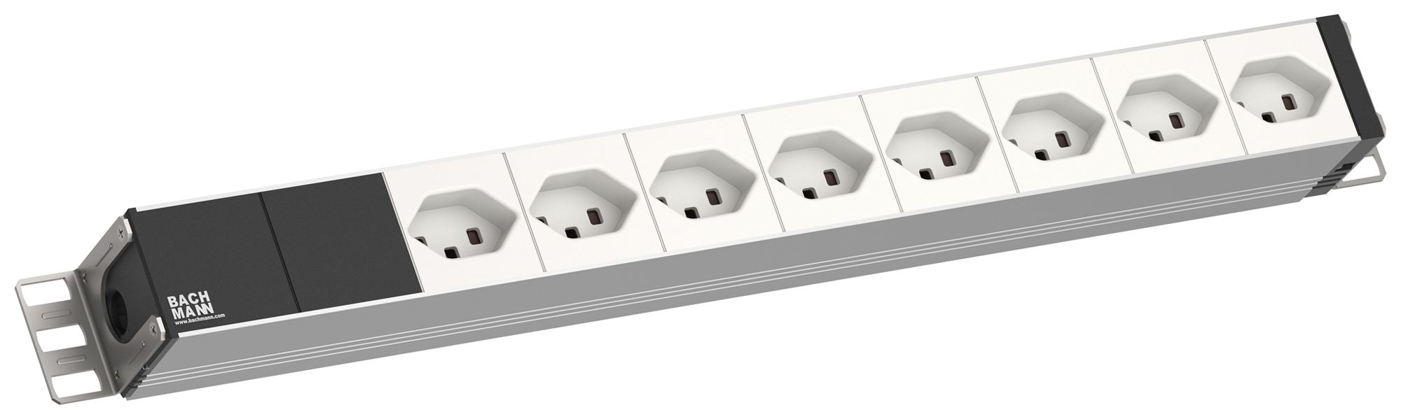 Steckdosenleiste 19" BACHMANN 8×T23 3m 1HE weiss