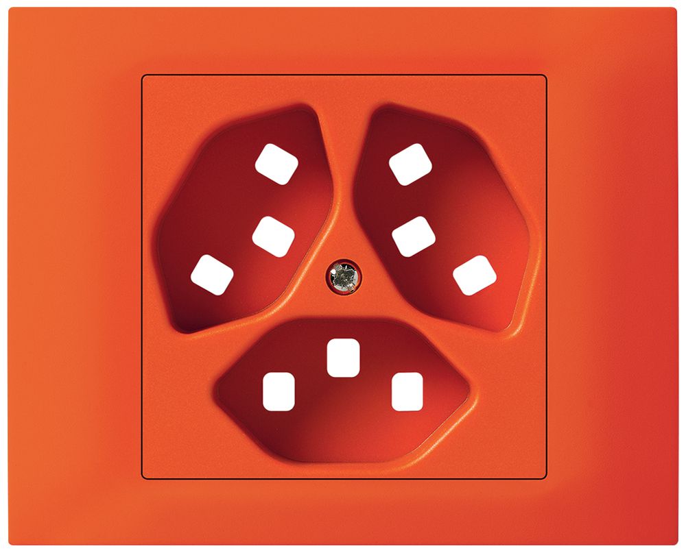 EB-Frontset Hager kallysto für Steckdose G3 3×T23 Abdeckrahmen steckbar orange