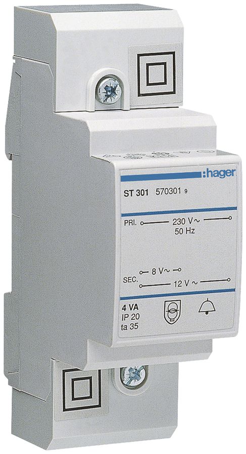 REG-Kleintransformator Hager 4W 8V 12V 0.5A 2TE