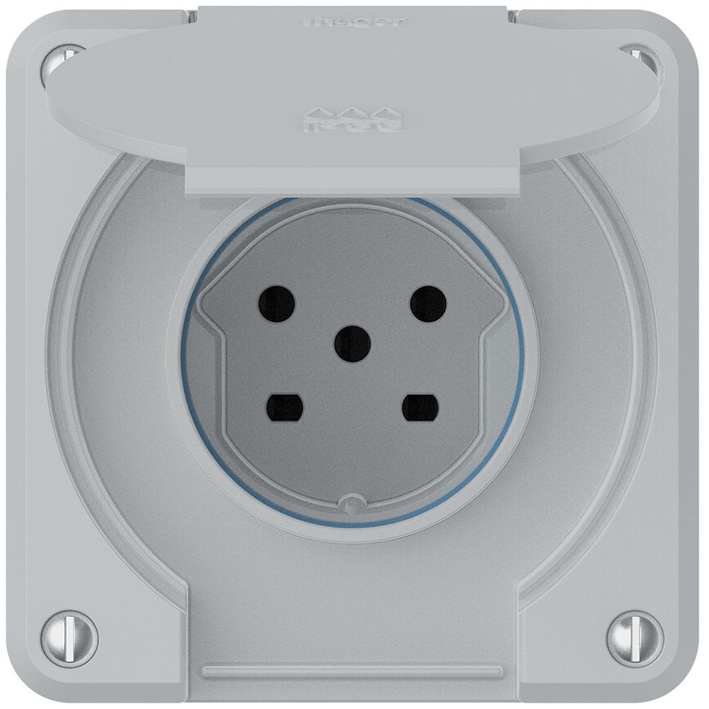 Steckdose robusto 1×Typ 15 IP55 hellgrau