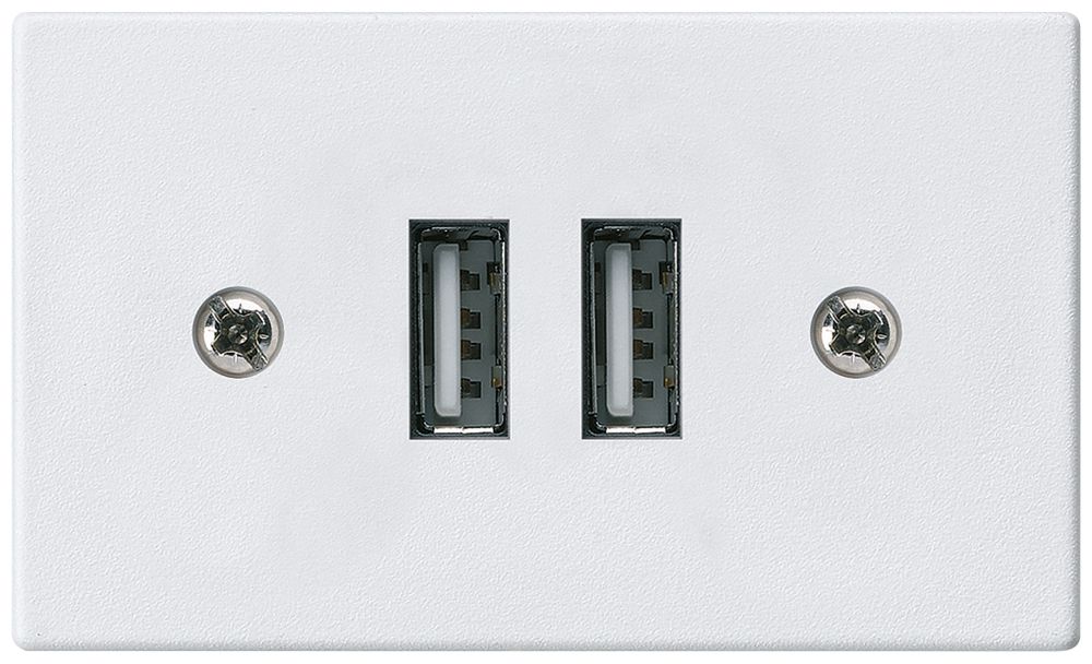 Prise INC 2×USB HA FLF 2400mA blanc